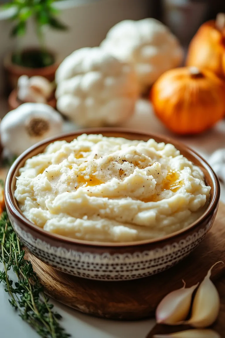 Easy Garlic Mashed Cauliflower with Parmesan