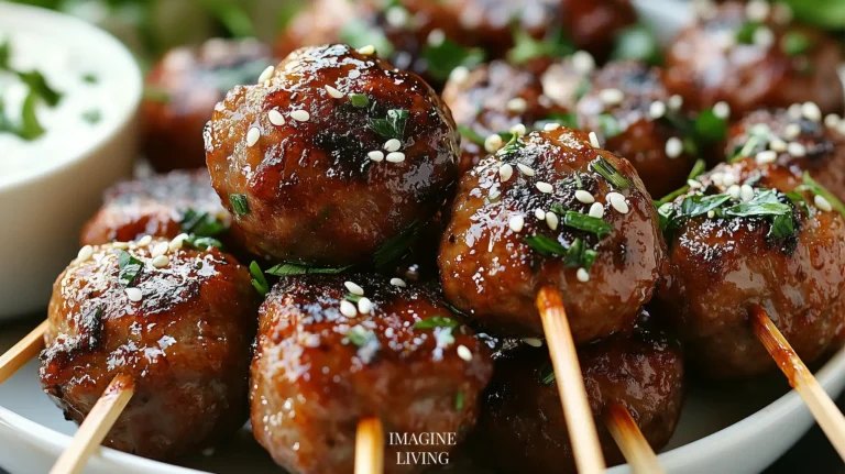 Honey Glazed Meatball Skewers